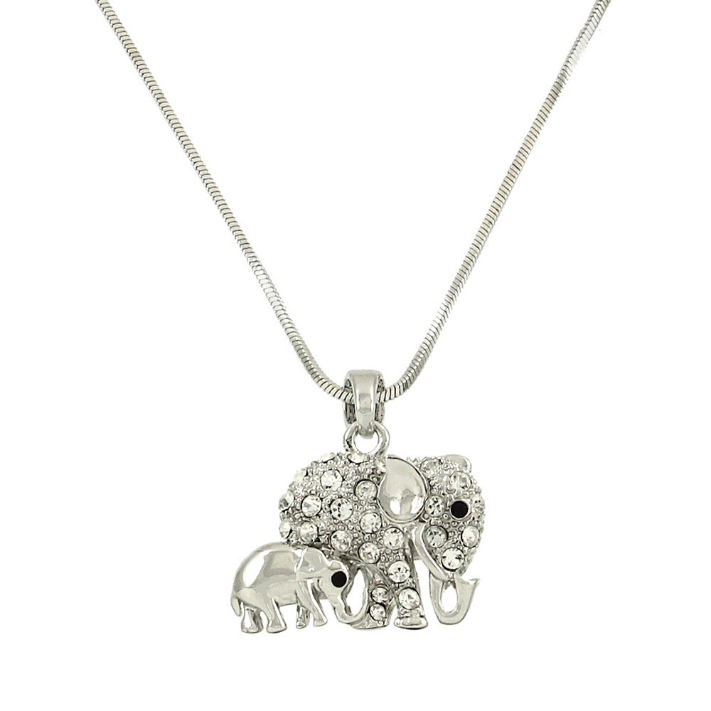 Sweet Elephant Family Necklace Crystal Rhinestone Pendant Fashion Jewelry Gift Sweet Elephant Family Necklace Crystal Rhinestone Pendant Fashion Jewelry Gift